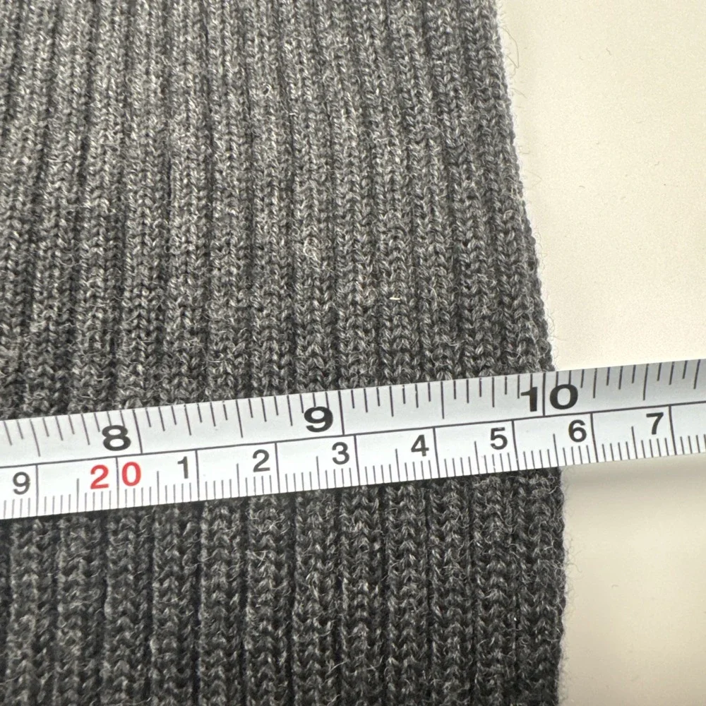 Barbisio Pure Merino Wool Gray Rib Knit Scarf Italy Woolmark Unisex Soft